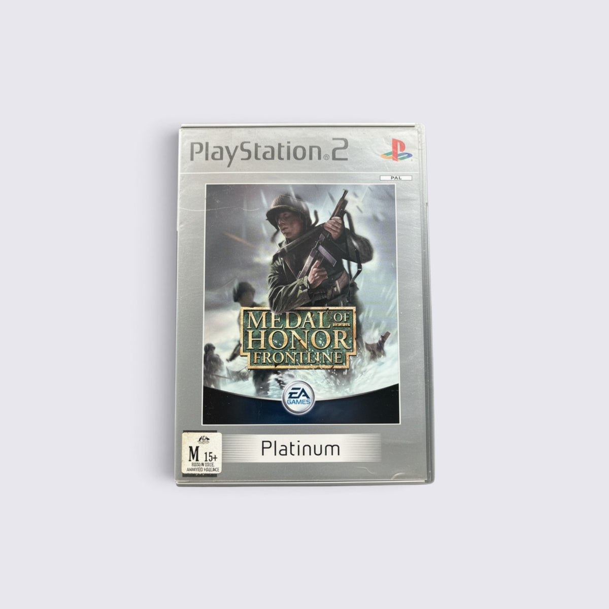 MrPixel Medal of Honor Frontline Platinum edition game case for PlayStation 2 featuring soldier cover art