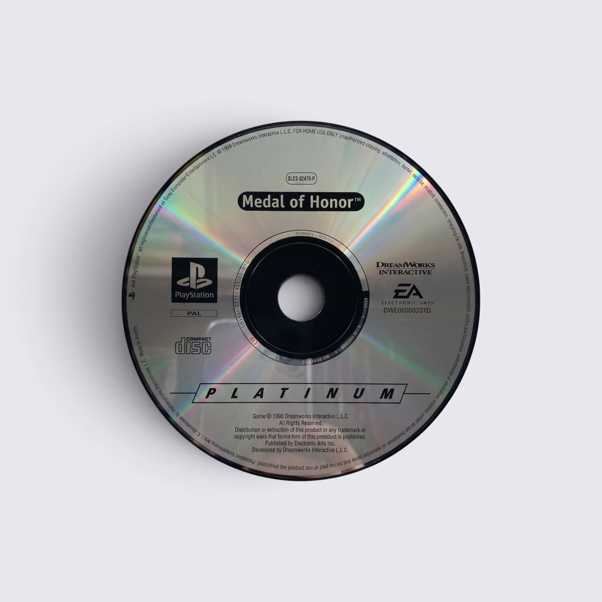 MrPixel Medal of Honor Platinum edition PlayStation game disc with silver reflective surface and black text