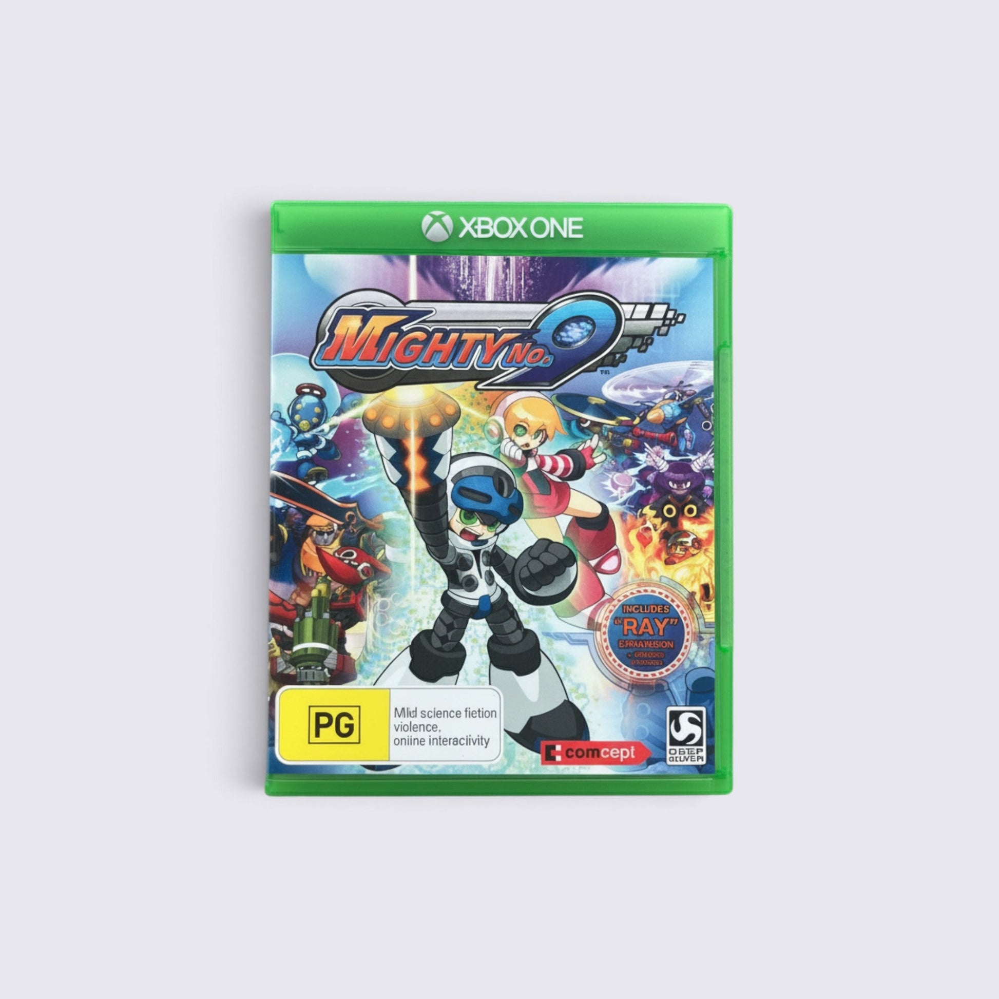 MrPixel Mighty No. 9 Xbox One game case featuring robot hero Beck and action-packed character artwork
