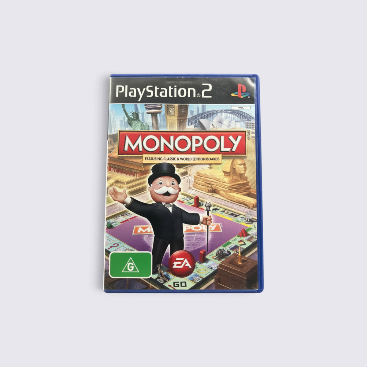 MrPixel Monopoly PlayStation 2 game case featuring Rich Uncle Pennybags on the cover with classic board game art