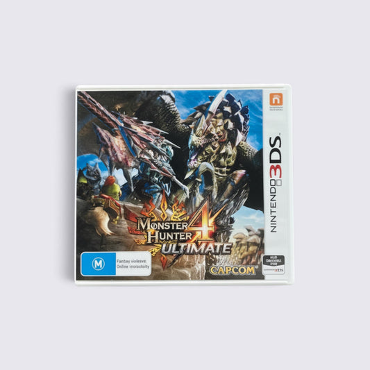 MrPixel Monster Hunter 4 Ultimate game case for Nintendo 3DS featuring dynamic monster battle artwork