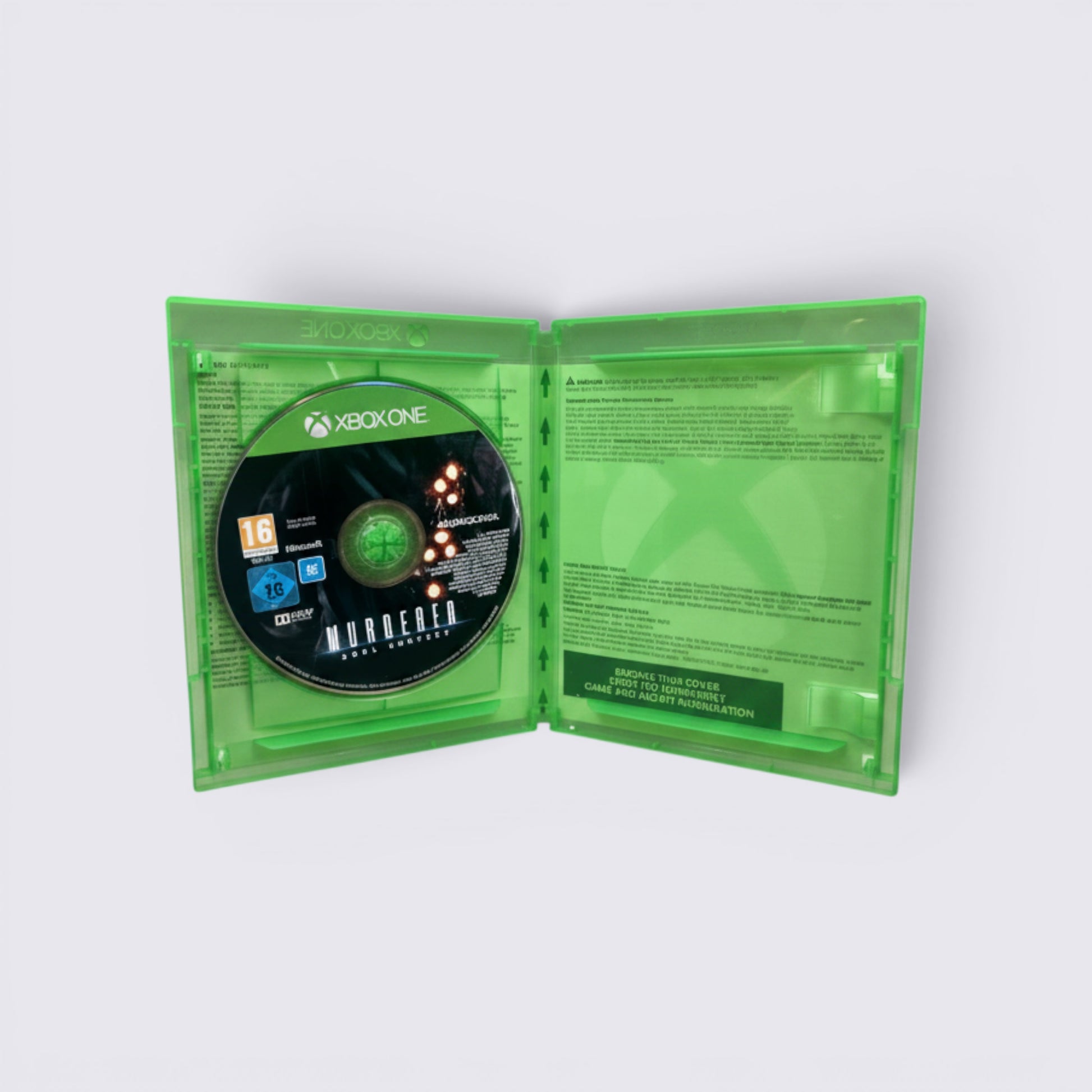 MrPixel Murdered: Soul Suspect Xbox One game disc inside an open green plastic case