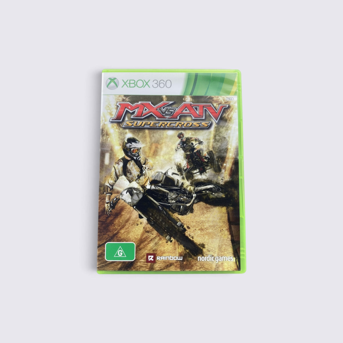 MrPixel MX vs ATV Supercross video game for Xbox 360 featuring motocross and ATV racing action on the cover art.