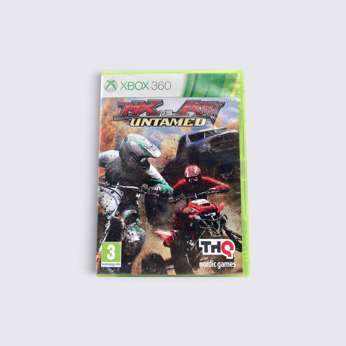 MrPixel MX vs ATV Untamed video game for Xbox 360 featuring off-road racing with bikes and ATVs on the cover art.