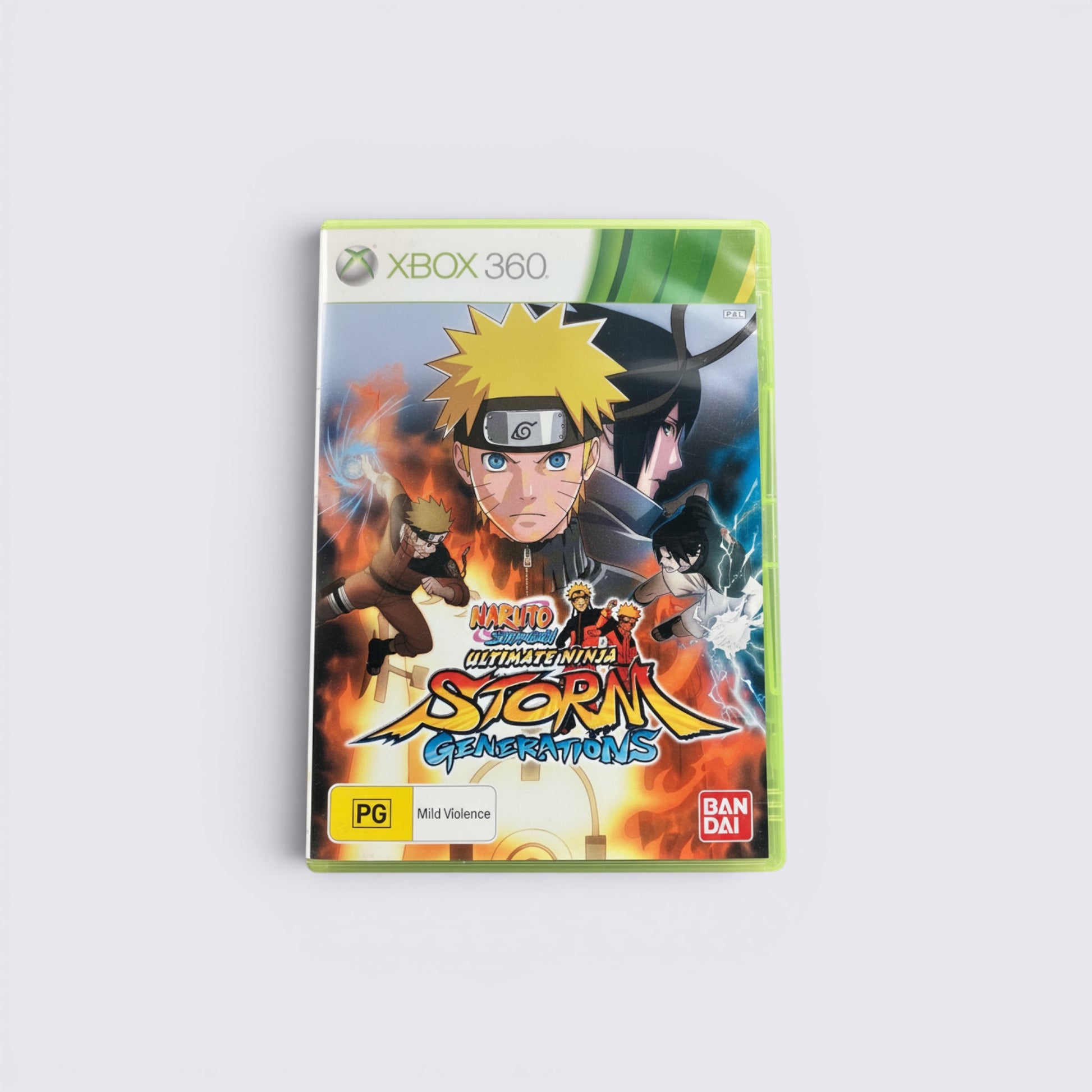MrPixel Naruto Shippuden Ultimate Ninja Storm Generations Xbox 360 game case featuring Naruto and Sasuke artwork
