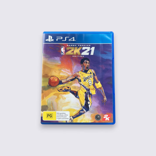 MrPixel NBA 2K21 Mamba Forever Edition for PS4 featuring Kobe Bryant in a Lakers jersey on the game cover art.