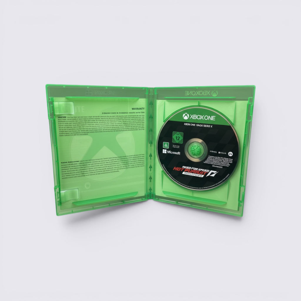 MrPixel Need for Speed Hot Pursuit Remastered Xbox One game disc inside a green plastic case
