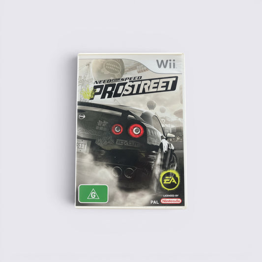 MrPixel Need for Speed: ProStreet video game case for Nintendo Wii featuring a black sports car on the cover.