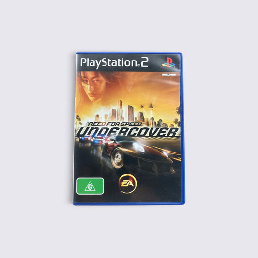 MrPixel Need for Speed Undercover PlayStation 2 game case featuring a high-speed street racing scene and city skyline.
