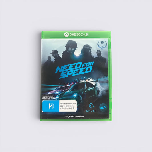 MrPixel Need for Speed Xbox One game case featuring a neon-lit street racing scene and car culture imagery.