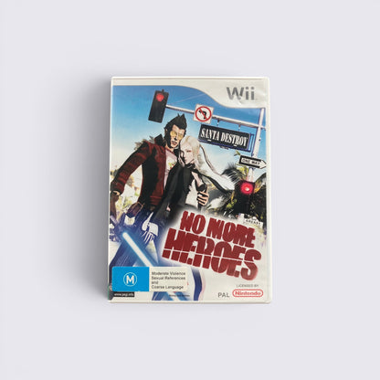MrPixel No More Heroes Wii game case featuring Travis Touchdown and Sylvia Christel in Santa Destroy