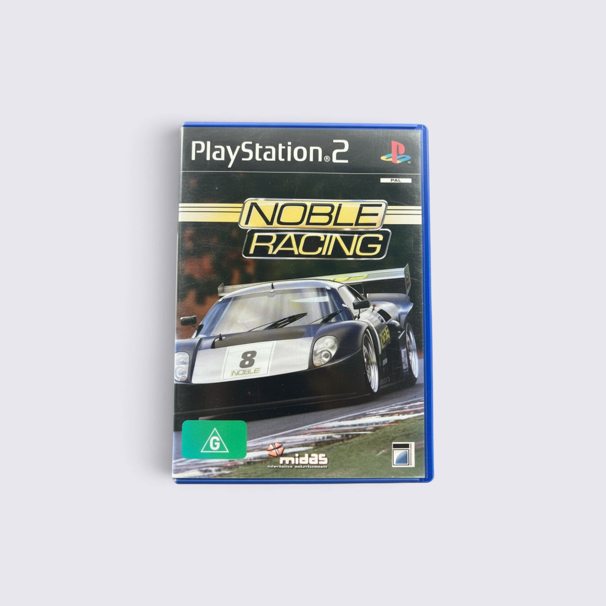 MrPixel Noble Racing PlayStation 2 game case featuring a black sports car on a race track