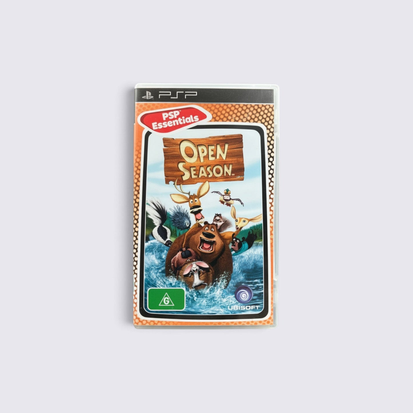 MrPixel Open Season Essentials PSP game case featuring Boog the bear and Elliot the deer on the cover art.