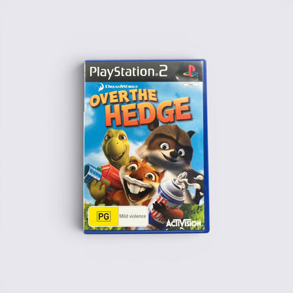 MrPixel Over the Hedge PlayStation 2 game case featuring RJ, Verne, and Hammy from the DreamWorks animated movie.