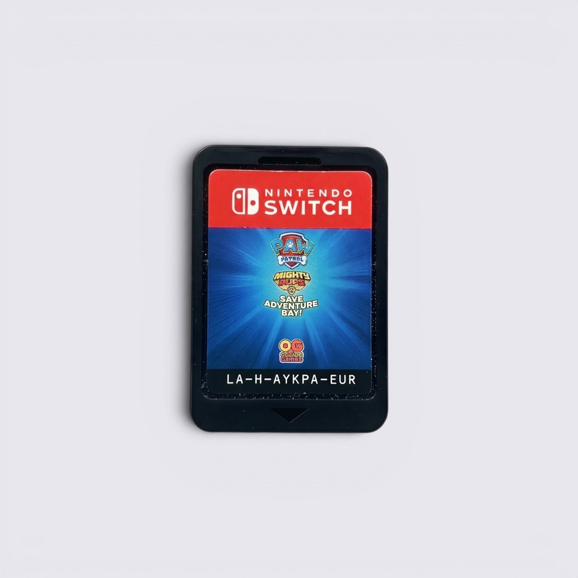 MrPixel PAW Patrol Mighty Pups Save Adventure Bay Nintendo Switch game cartridge with blue label and logo