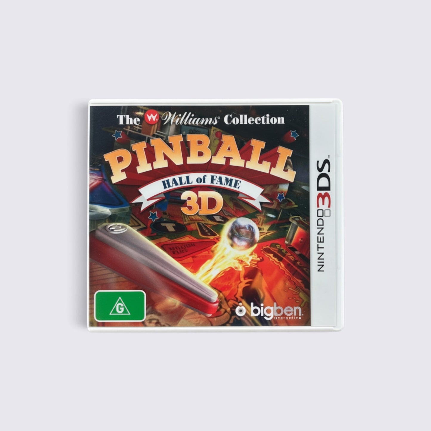 MrPixel Pinball Hall of Fame The Williams Collection 3D game case for Nintendo 3DS featuring classic pinball artwork.