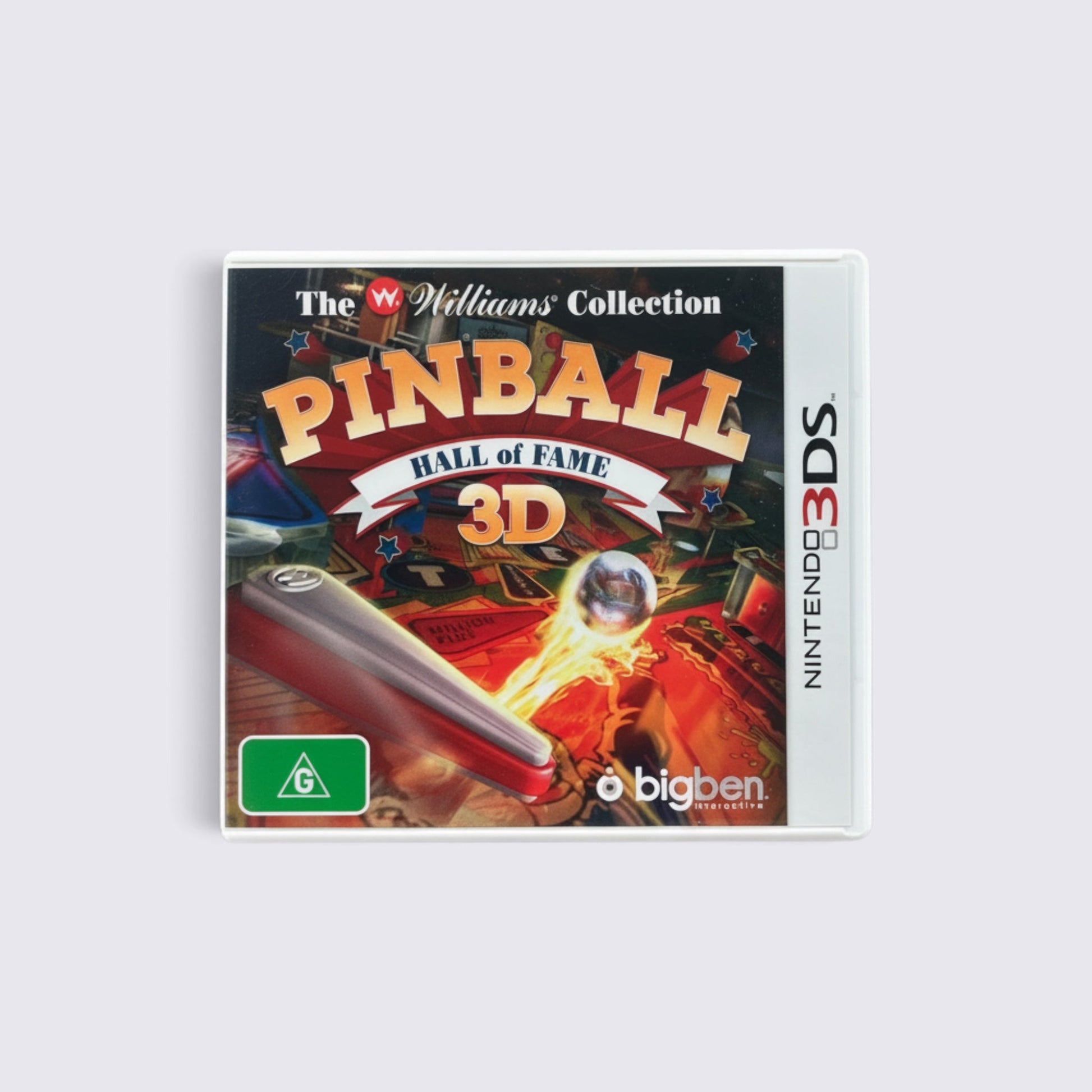 MrPixel Pinball Hall of Fame The Williams Collection 3D game case for Nintendo 3DS featuring classic pinball artwork.