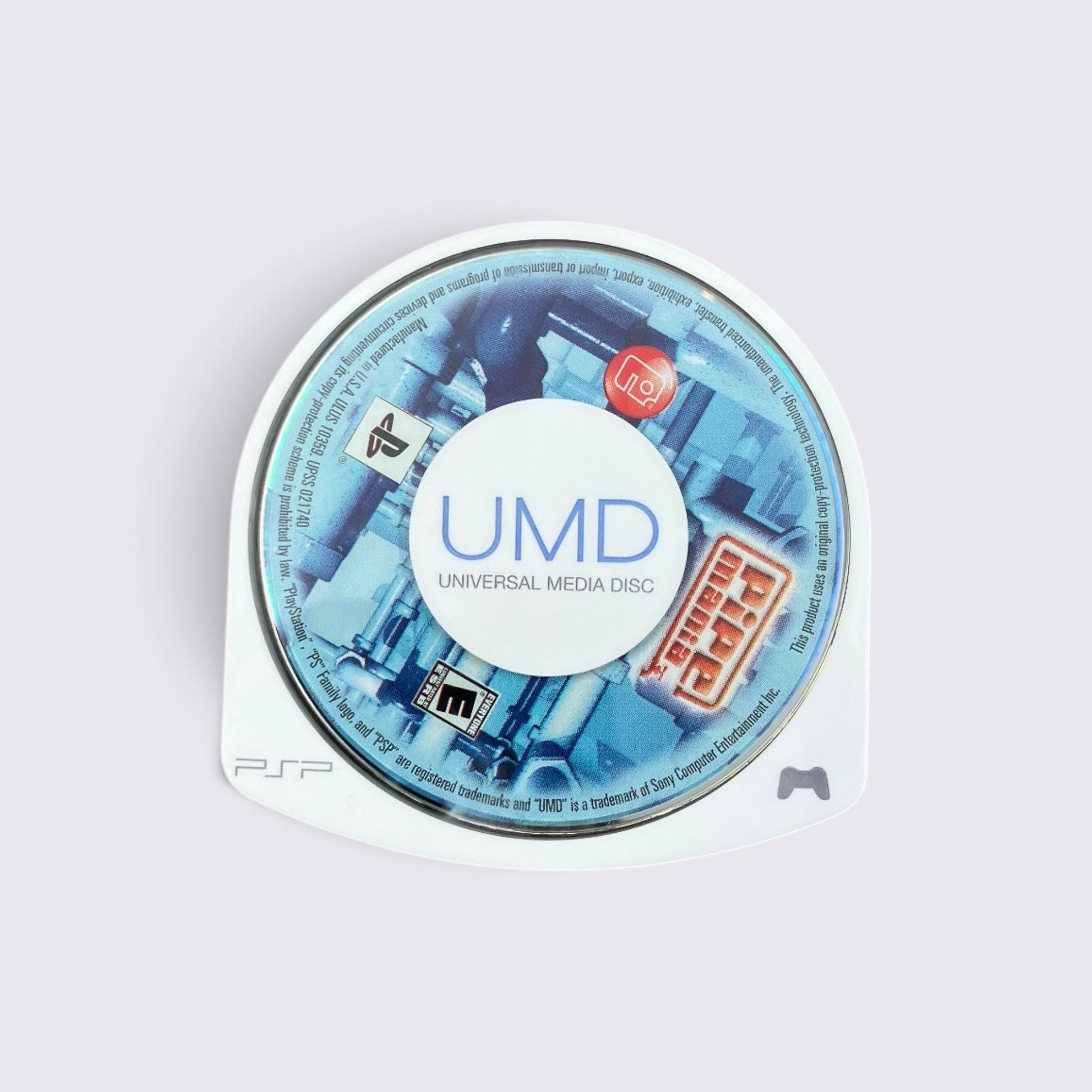 MrPixel Pipe Mania UMD game disc for Sony PSP featuring blue puzzle graphics and official branding