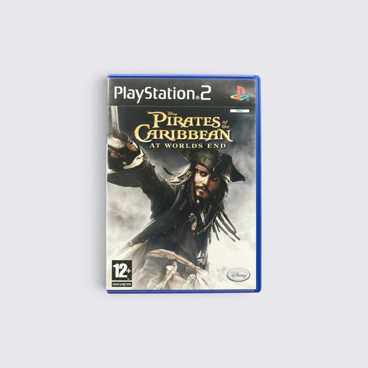 MrPixel Disney Pirates of the Caribbean At Worlds End PlayStation 2 game case featuring Jack Sparrow with a sword