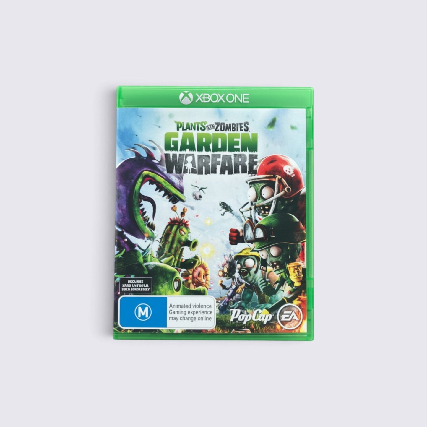 MrPixel Plants vs. Zombies: Garden Warfare game case for Xbox One featuring colourful plant and zombie characters.