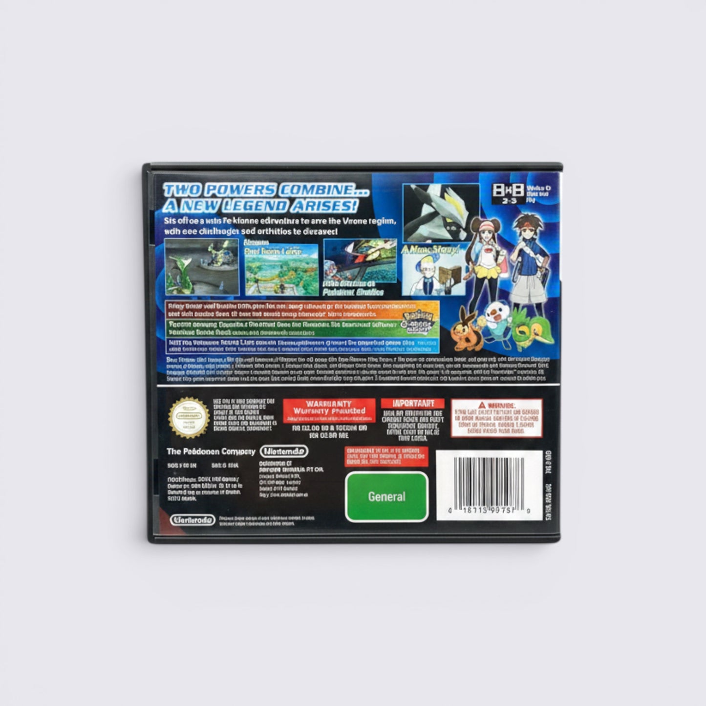 MrPixel Pokemon Black Version 2 Nintendo DS game case back cover featuring game screenshots and character artwork.