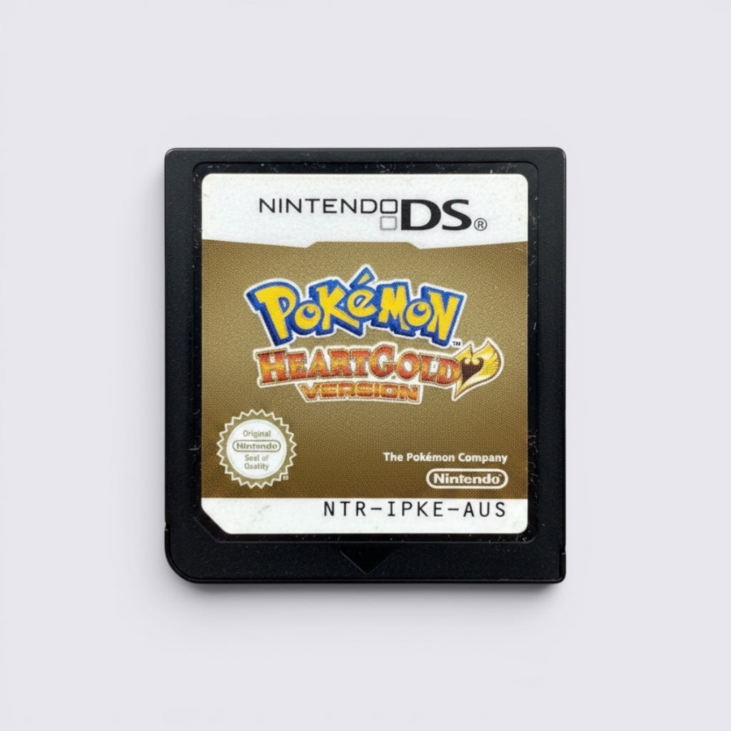 MrPixel Pokemon HeartGold Version Nintendo DS game cartridge with gold label and official branding