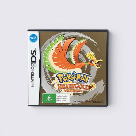 MrPixel Pokemon HeartGold Version Nintendo DS game case featuring Ho-Oh artwork on a gold background