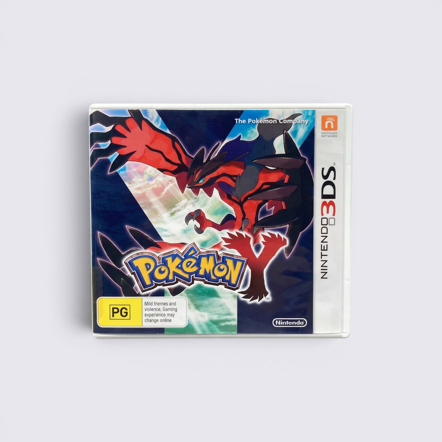 MrPixel Pokemon Y Nintendo 3DS game case featuring the legendary Pokemon Yveltal on the cover art
