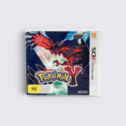 MrPixel Pokemon Y Nintendo 3DS game case featuring the legendary Pokemon Yveltal on the cover art