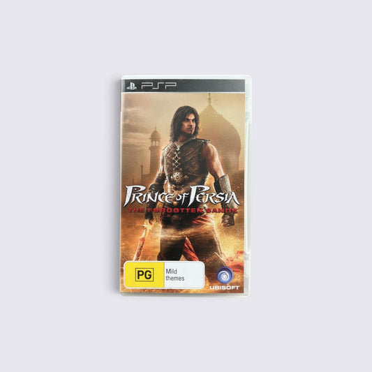 MrPixel Prince of Persia The Forgotten Sands PSP game case featuring the Prince in a desert setting