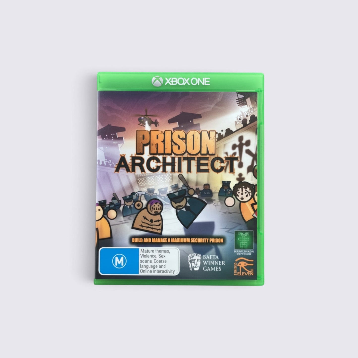 MrPixel Prison Architect Xbox One game case featuring illustrated characters and prison management gameplay theme.