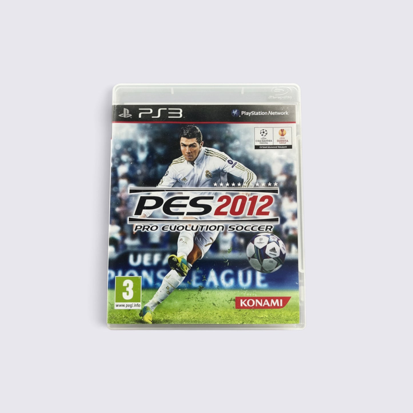 MrPixel Pro Evolution Soccer 2012 game case for PlayStation 3 featuring Cristiano Ronaldo on the cover