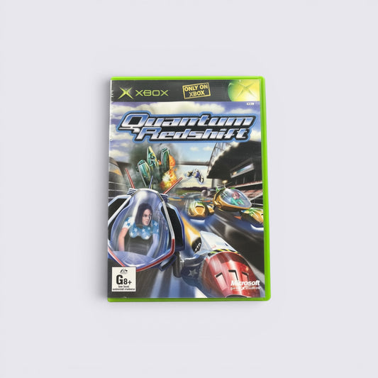 MrPixel Quantum Redshift video game case for original Xbox featuring futuristic anti-gravity racing artwork