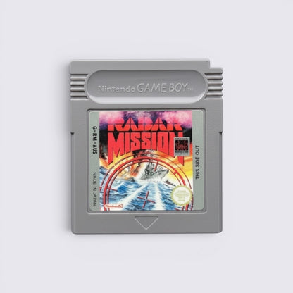 MrPixel Radar Mission game cartridge for Nintendo Game Boy featuring classic naval warfare cover art