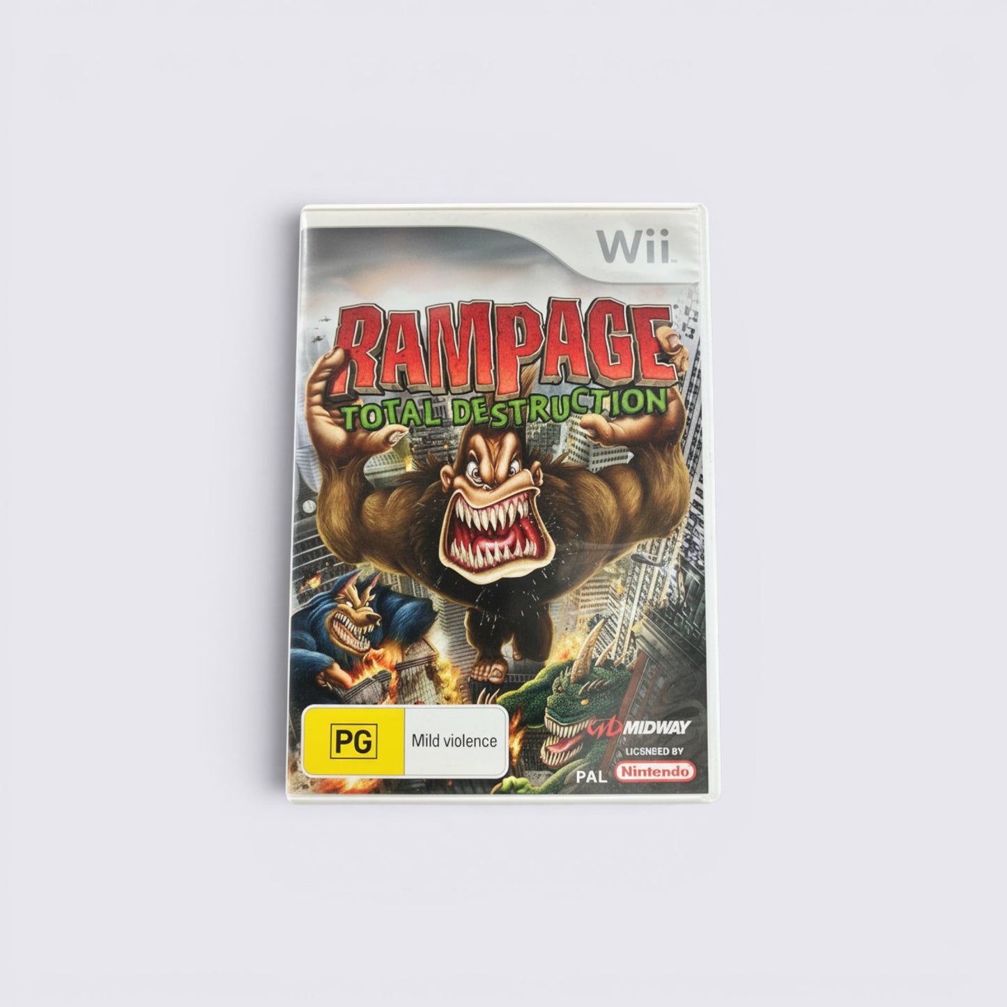 MrPixel Rampage Total Destruction video game for Nintendo Wii featuring giant monsters on the cover art