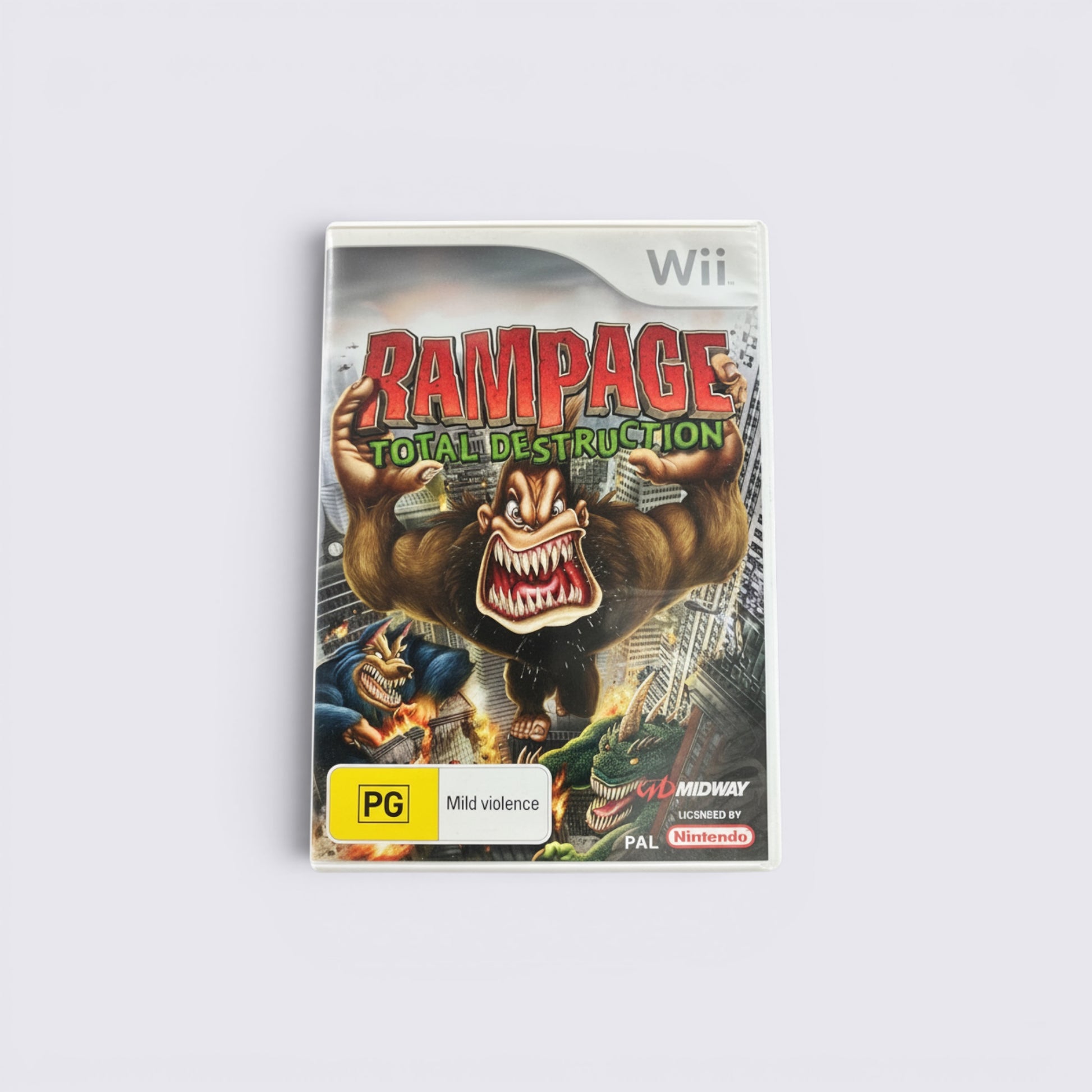 MrPixel Rampage Total Destruction video game for Nintendo Wii featuring giant monsters on the cover art
