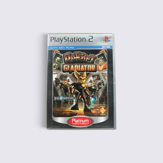 MrPixel Ratchet & Clank: Gladiator Platinum edition game case for PlayStation 2 featuring action-packed cover art.