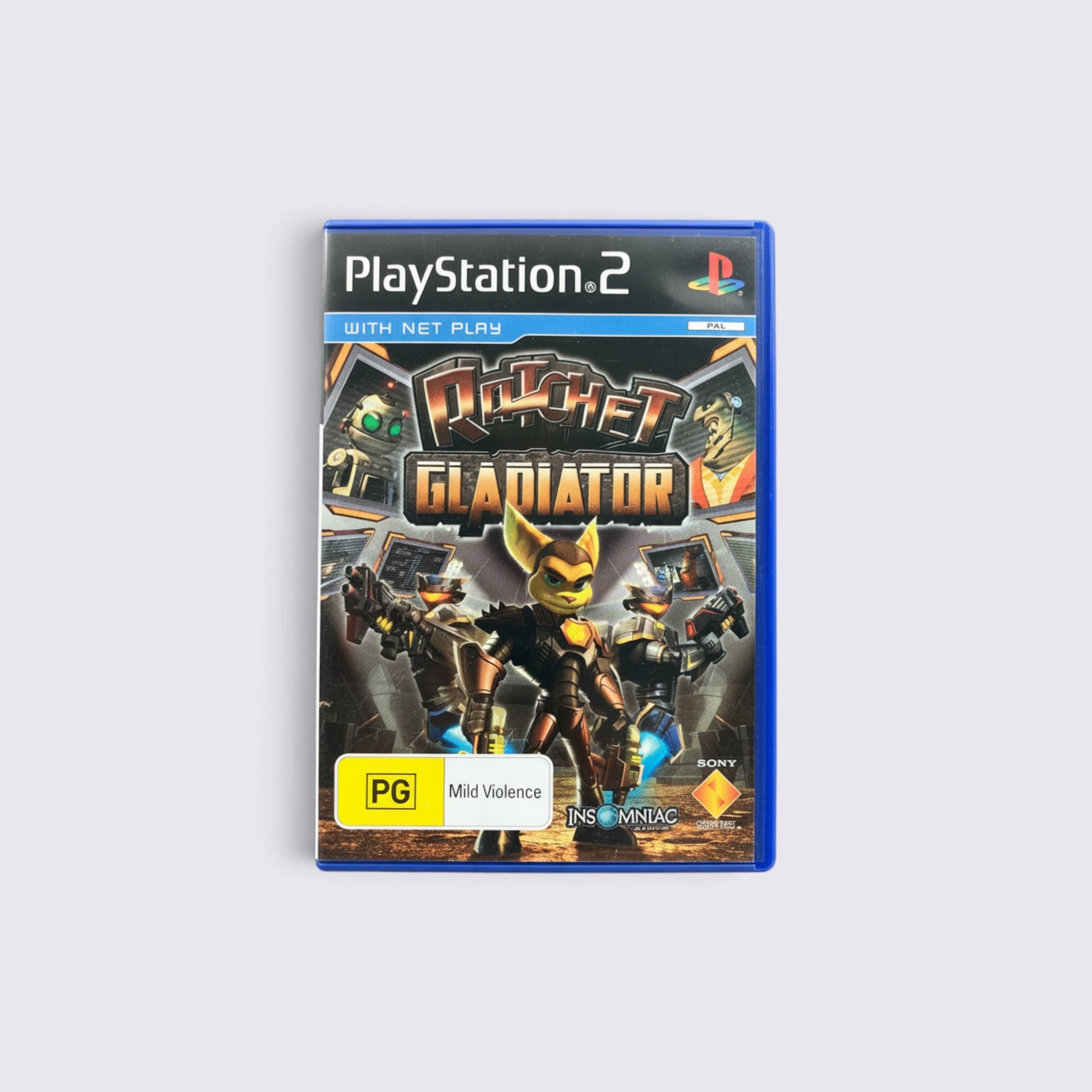 MrPixel Ratchet & Clank: Gladiator video game case for PlayStation 2 featuring combat-focused arena gameplay art.
