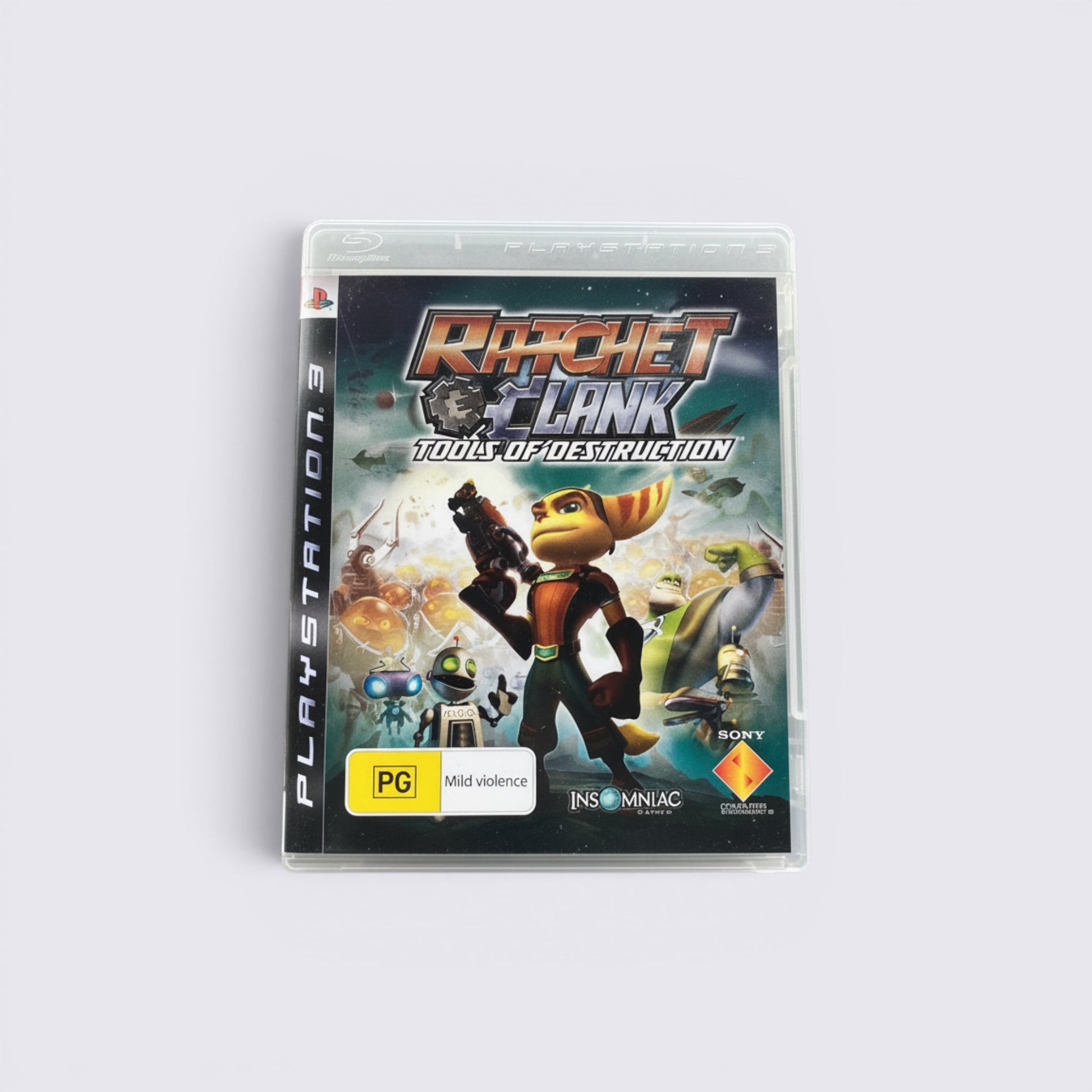 MrPixel Ratchet & Clank: Tools of Destruction PlayStation 3 game case featuring Ratchet and Clank on the cover art.