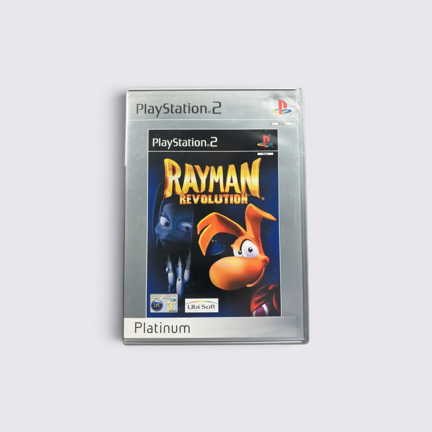 MrPixel Rayman Revolution Platinum edition game case for PlayStation 2 featuring Rayman and Ly the Fairy artwork.