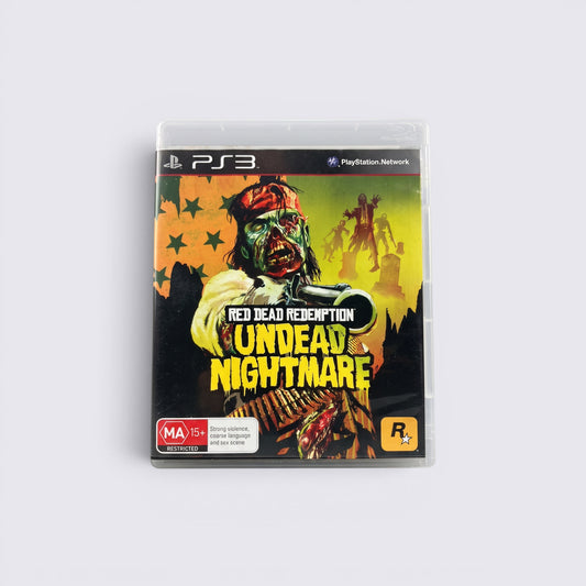 MrPixel Red Dead Redemption Undead Nightmare PS3 game case featuring a zombie John Marston on the cover art.