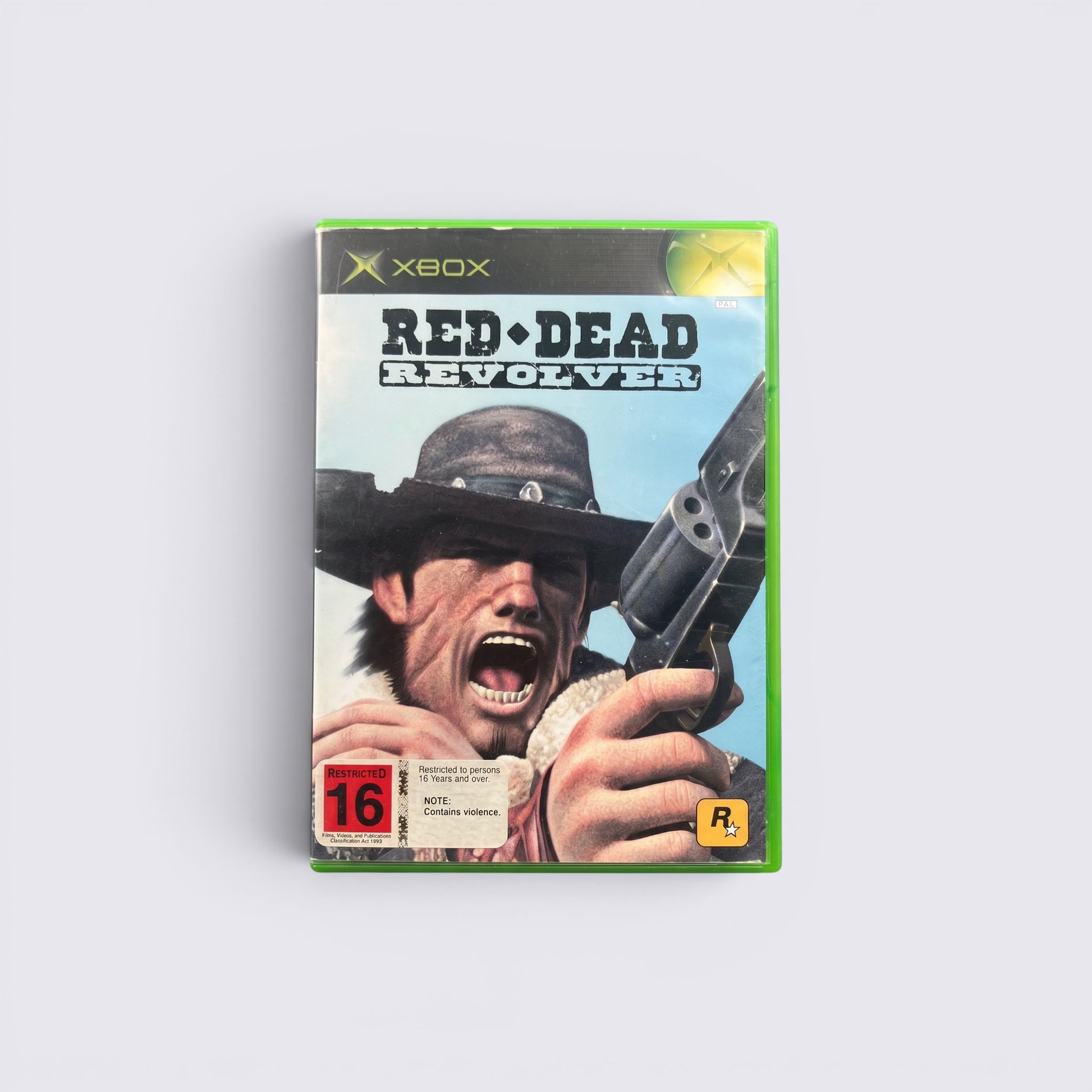 MrPixel Red Dead Revolver Xbox game case featuring Red Harlow with a revolver on the cover art