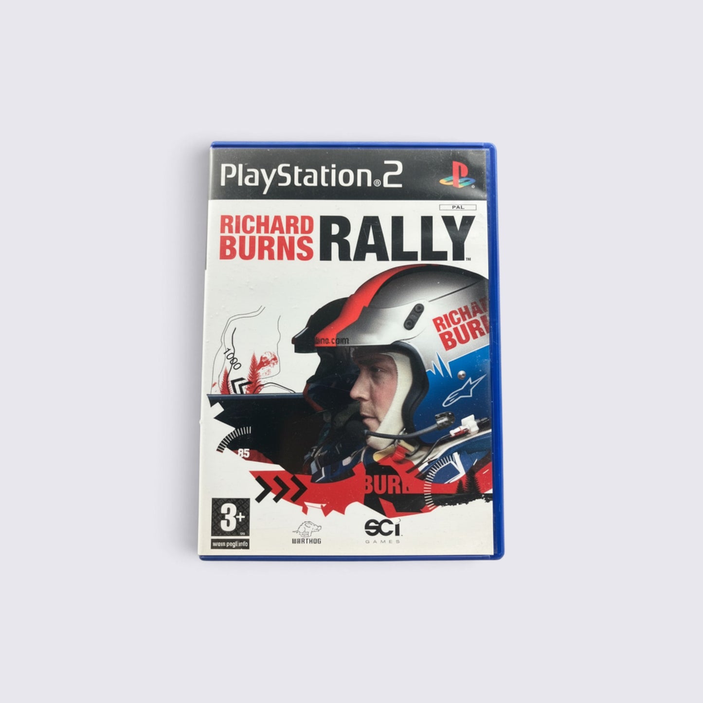 MrPixel Richard Burns Rally PlayStation 2 game case featuring a rally driver in a helmet on the cover art.