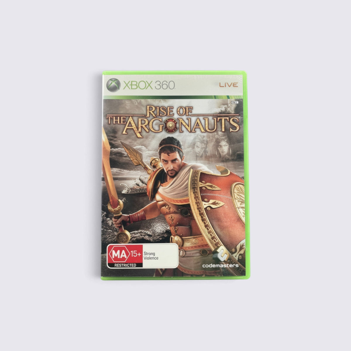 MrPixel Rise of the Argonauts Xbox 360 game case featuring Jason in ancient Greek armour with a sword