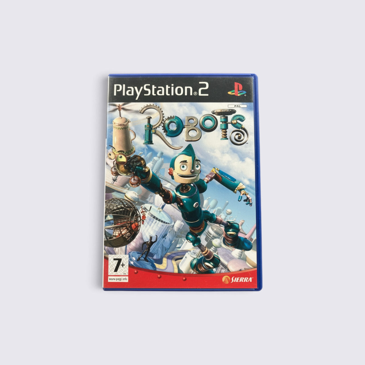 MrPixel Robots action-adventure game for PlayStation 2 featuring Rodney in a metallic city setting