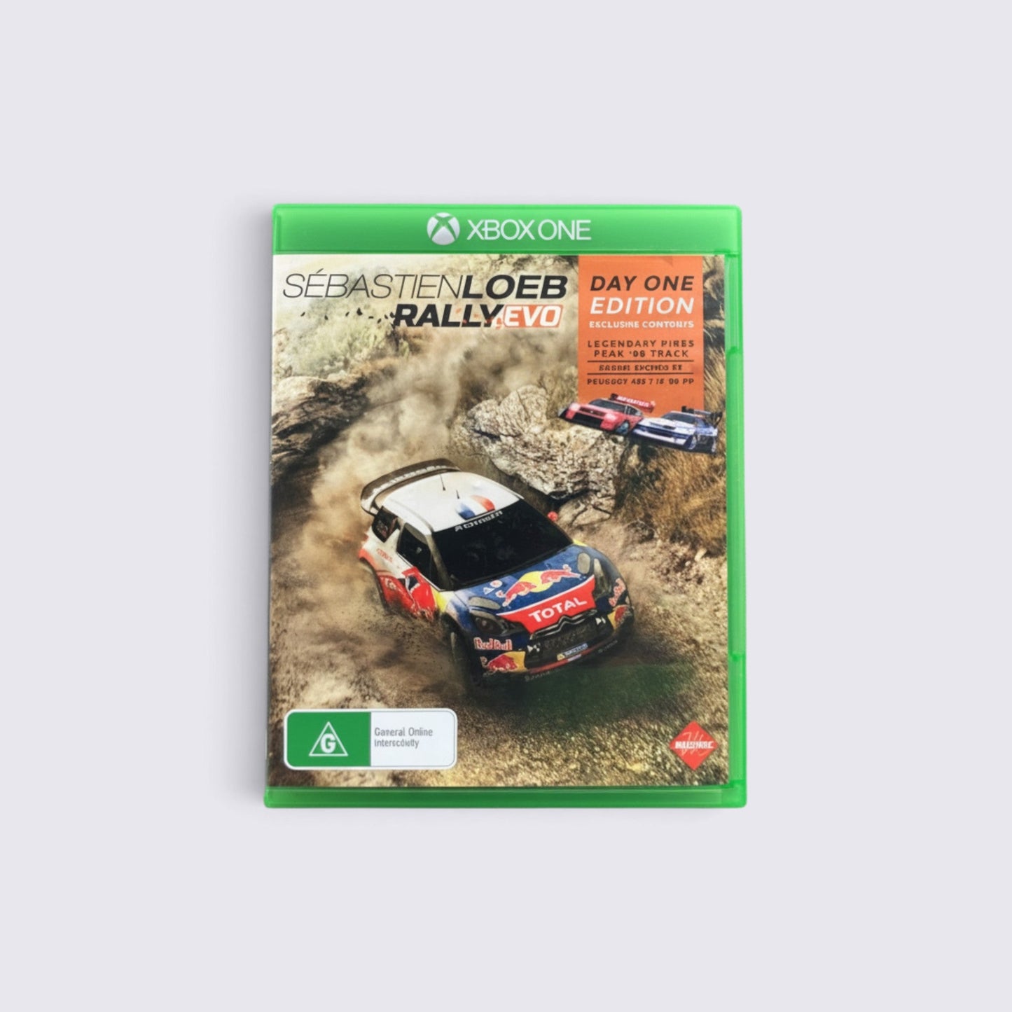 MrPixel Sebastien Loeb Rally Evo Day One Edition game case for Xbox One featuring a rally car on a dirt track