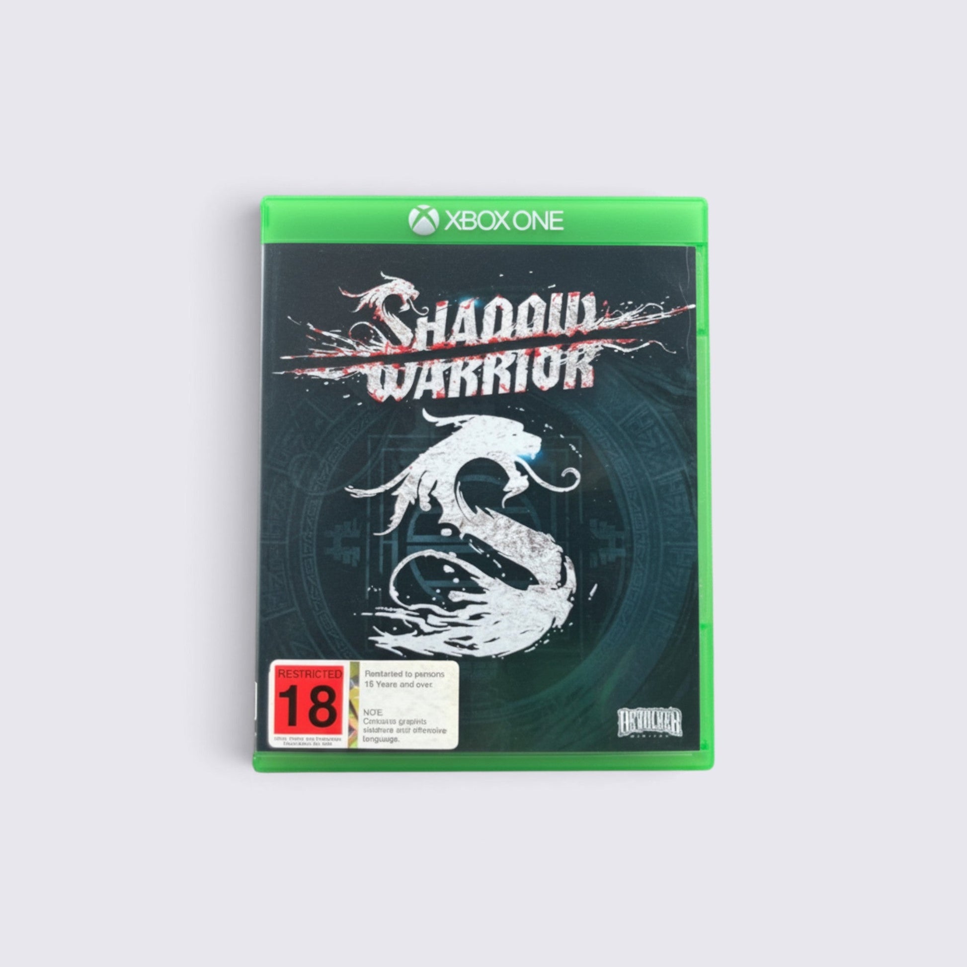 MrPixel Shadow Warrior video game for Xbox One featuring a dragon graphic on the cover art