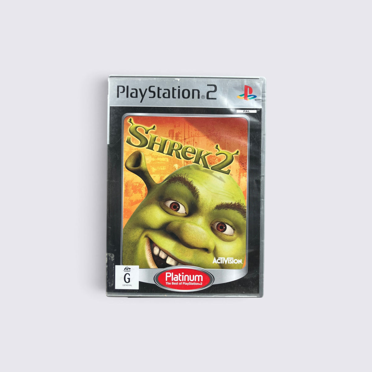 MrPixel Shrek 2 Platinum edition video game for PlayStation 2 featuring Shrek on the cover art