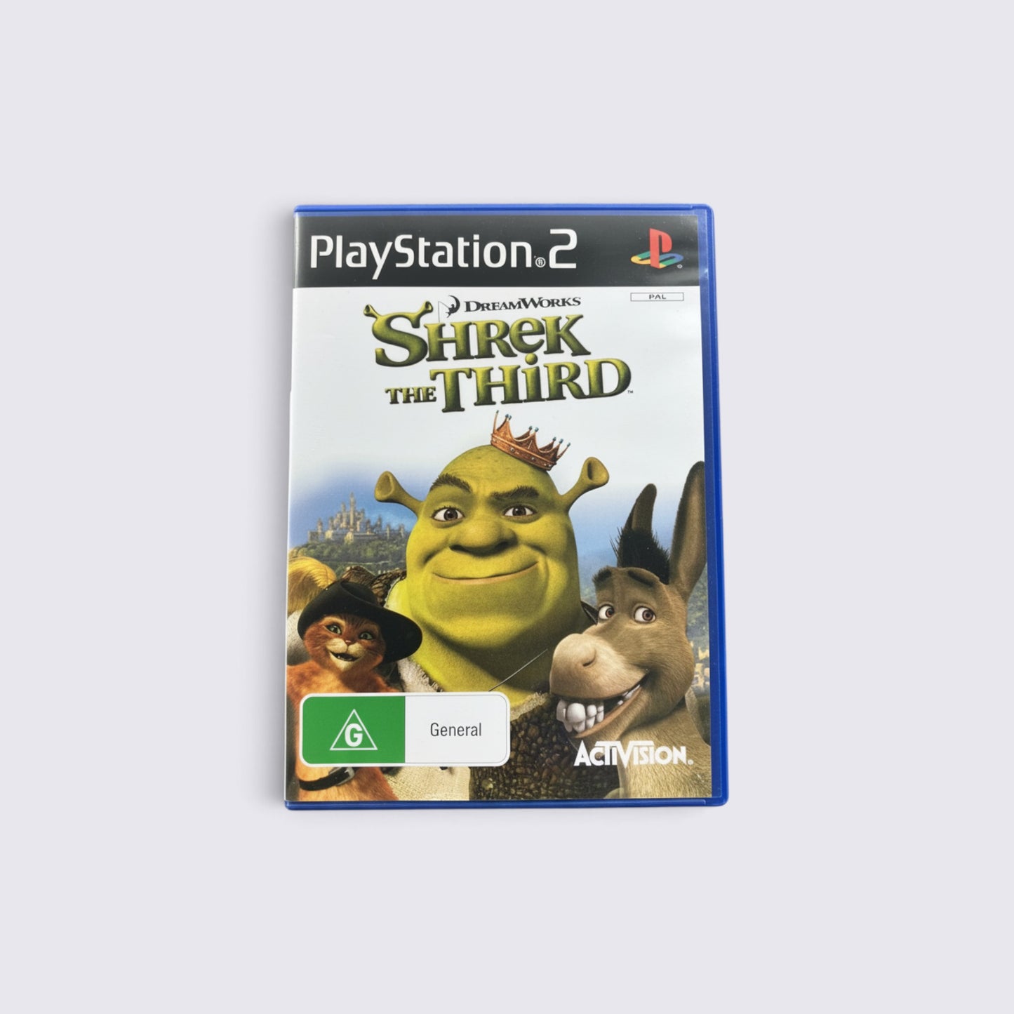 MrPixel Shrek the Third PlayStation 2 game case featuring Shrek, Donkey, and Puss in Boots on the cover art.