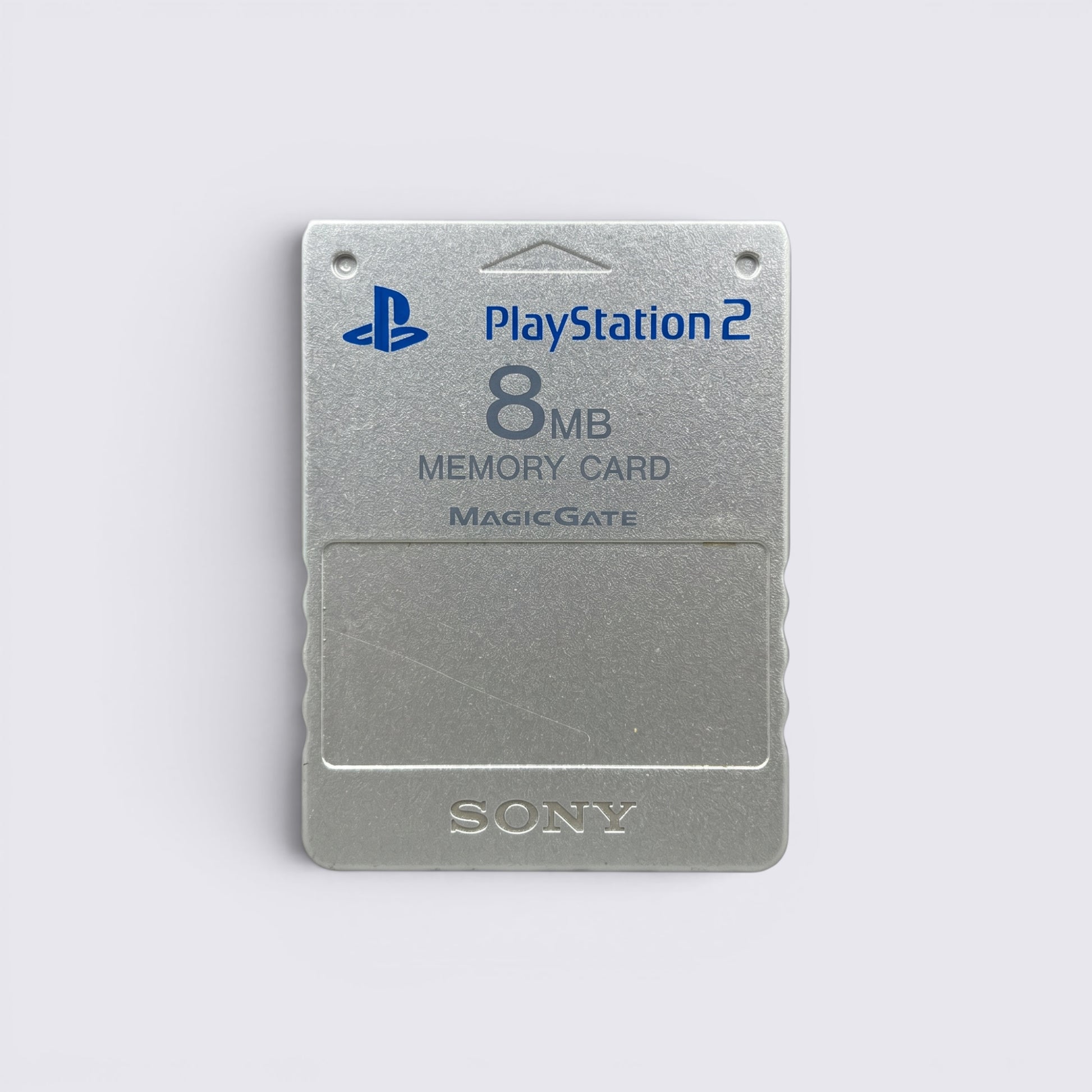 MrPixel silver 8MB PlayStation 2 memory card with MagicGate technology for original PS2 console game save storage